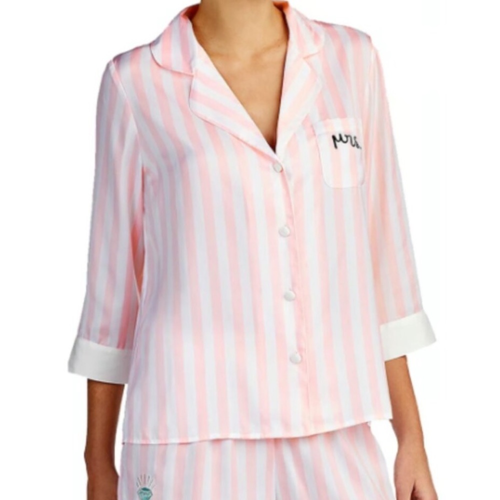 Betsy Johnson Mrs. Striped Satiny PJ Set M